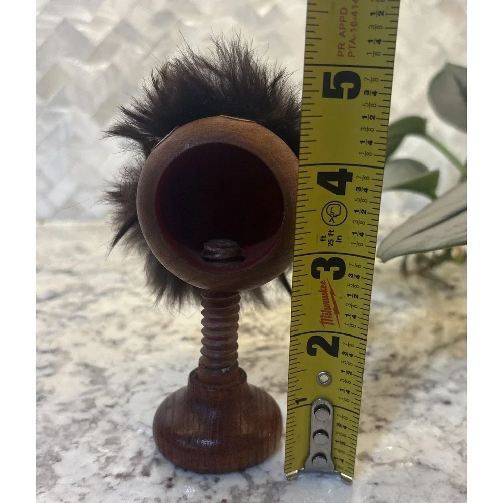 Vintage Wooden Figural Nutcracker Funny Face Hair‎ Screw Nutcracker Folk Art